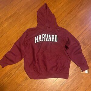 Harvard Hooded Sweatshirt (Arch Logo, Patch, Maroon)